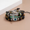 21142679071_2118088041 Wholesale Beaded Blue Eyes Leather Bracelet