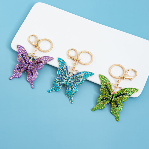 Wholesale Full Diamond Hollow Butterfly Zinc Alloy Keychain