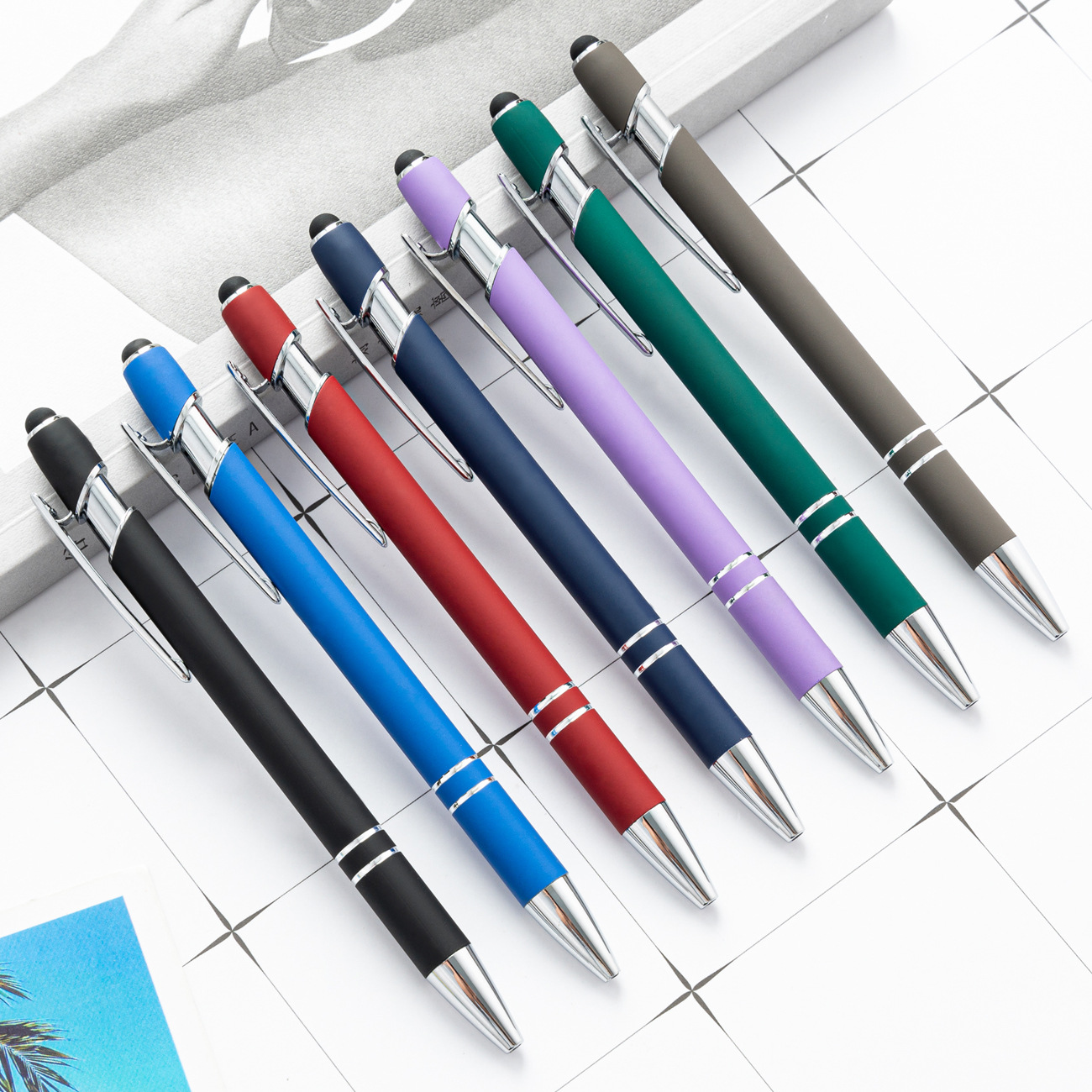 Wholesale Metal Touch Pen Aluminum Pen Meiji Pen Capacitive Touch Ballpoint Pen Handwriting Touch Screen Pen Printing logo Gift Pen