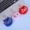Wholesale Gold Powder Sequin Owl Imitation Otter Rabbit Fur Ball Keychain