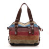 Wholesale rainbow striped canvas bag stitched washed cloth bag