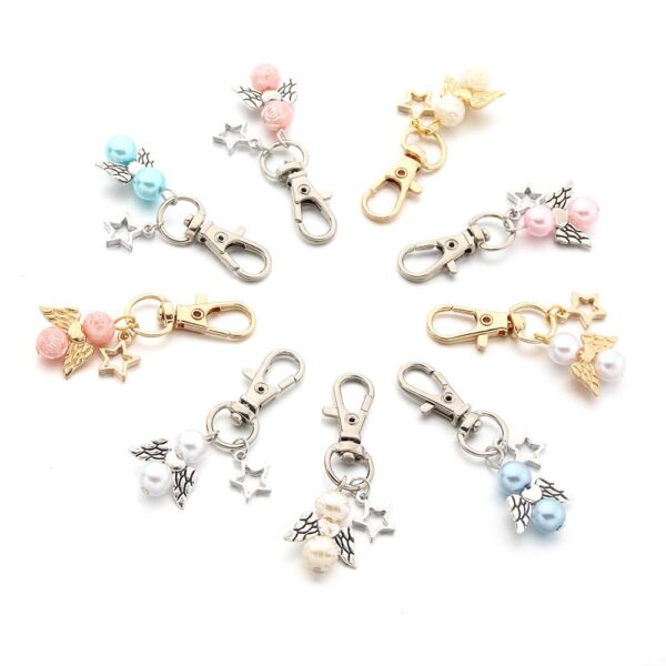 21204437024_622781608 Wholesale Alloy Baby Angel Wings Pendant Christening Keychain