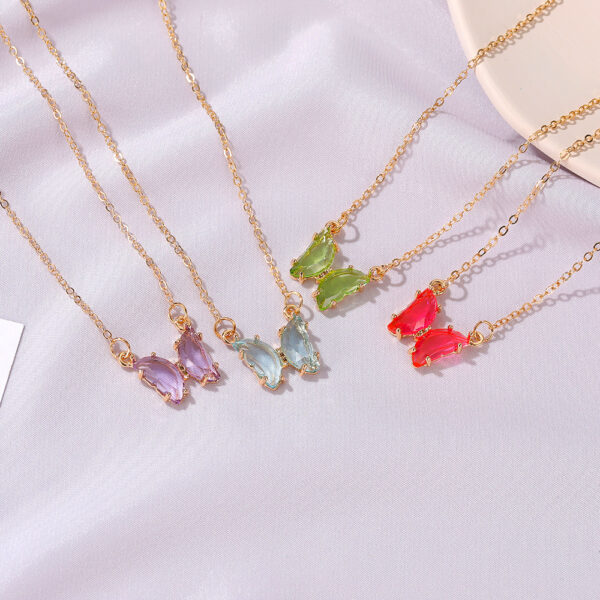Wholesale Alloy Glass Butterfly Necklace
