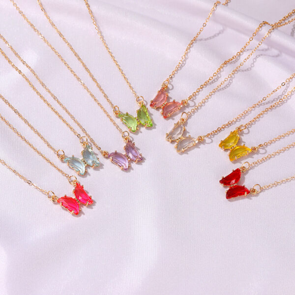 Wholesale Alloy Glass Butterfly Necklace