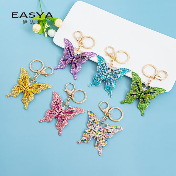 Wholesale Full Diamond Hollow Butterfly Zinc Alloy Keychain