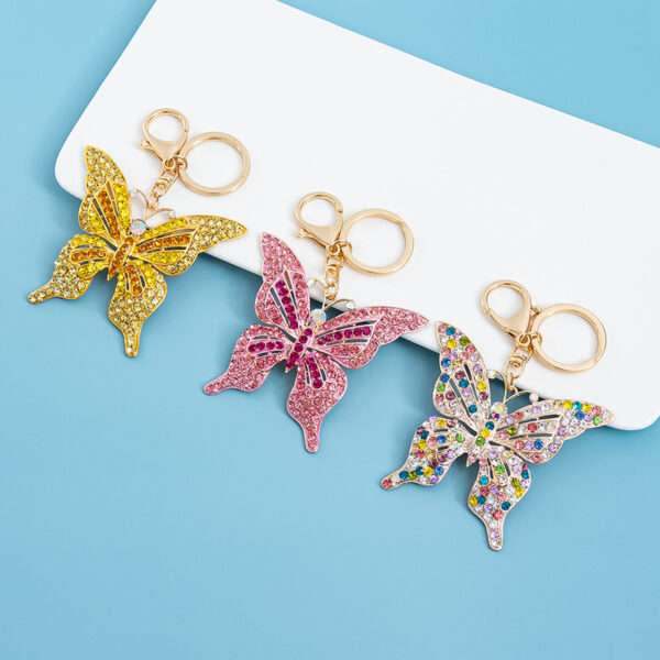 Wholesale Full Diamond Hollow Butterfly Zinc Alloy Keychain