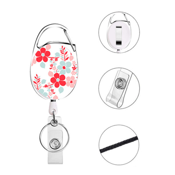 21353900052_1355957071 Wholesale Badge Reels ABS Flower Leopard Pattern Leaf Retractable Keychain