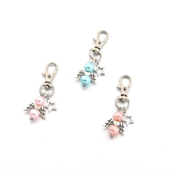 21364365618_622781608 Wholesale Alloy Baby Angel Wings Pendant Christening Keychain