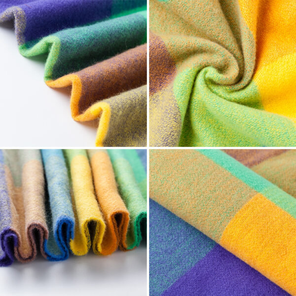 Wholesale Imitation Cashmere Shawl Women Autumn and Winter Thicken Warm Fringed Plaid Imitation Wool Scarf