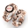 Wholesale Rose Pink Zircon Alloy Rings 2-piece Set