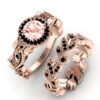 Wholesale Rose Pink Zircon Alloy Rings 2-piece Set