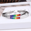 Wholesale Rainbow Gay 6MM Titanium Steel C-Open Drip Oil Adjustable Bracelet