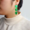 Wholesale Mirror Green Turtle Leaf Earrings