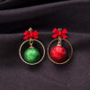 Wholesale Silver Needle Christmas Glitter Ball Earrings