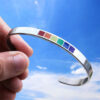 Wholesale Rainbow Gay 6MM Titanium Steel C-Open Drip Oil Adjustable Bracelet
