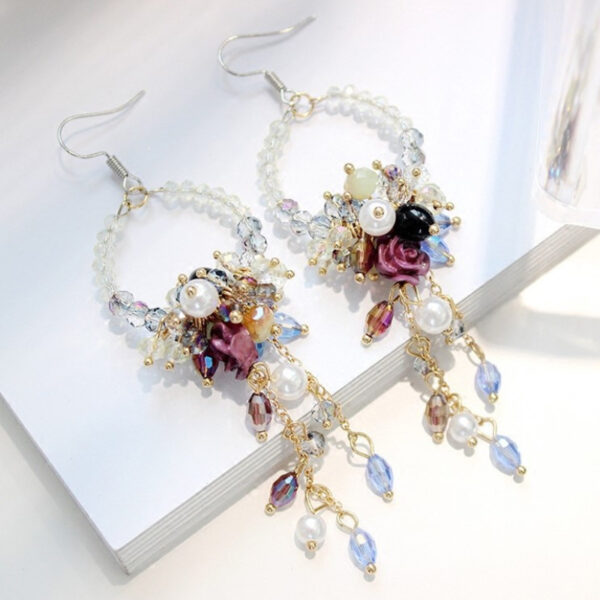 Wholesale Long Female Exaggerated Retro Crystal Streaming Earrings