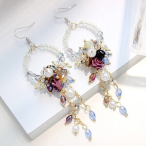 Wholesale Long Female Exaggerated Retro Crystal Streaming Earrings