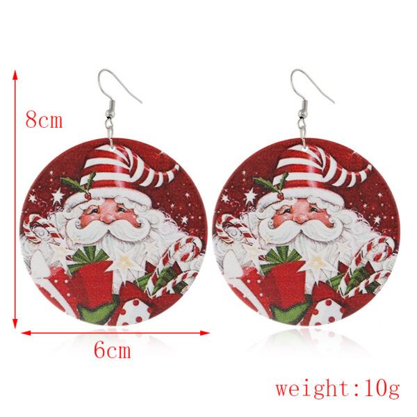 Wholesale Round Elk Santa Claus Wood Earrings