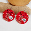 Wholesale Round Elk Santa Claus Wood Earrings