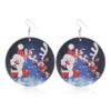 Wholesale Round Elk Santa Claus Wood Earrings
