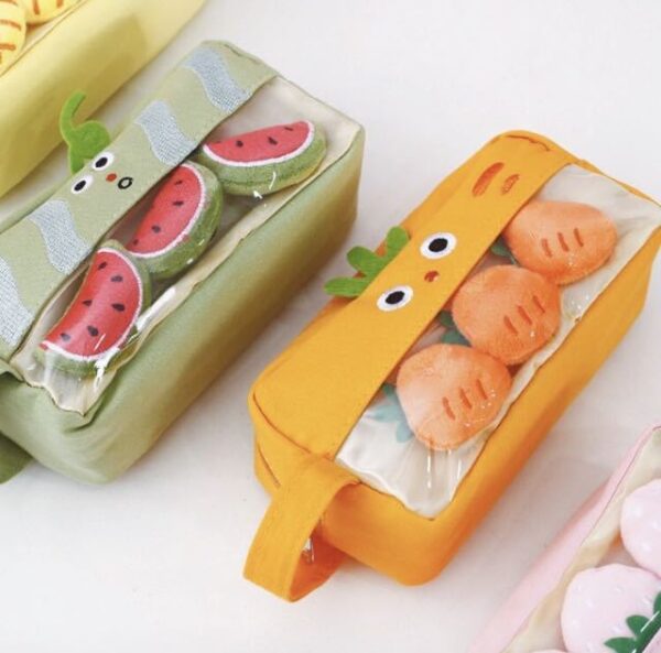 Wholesale Cartoon Fruit and Vegetable Canvas Pencil Bag
