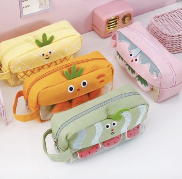 Wholesale Cartoon Fruit and Vegetable Canvas Pencil Bag