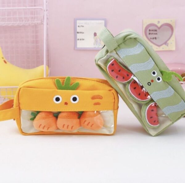 Wholesale Cartoon Fruit and Vegetable Canvas Pencil Bag