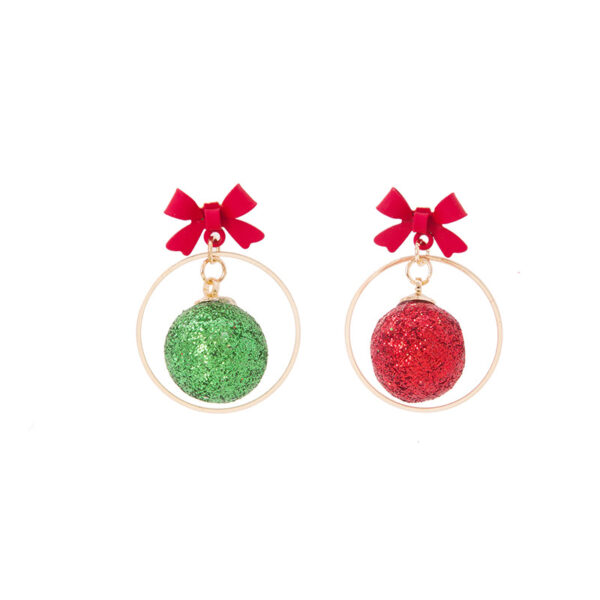 Wholesale Silver Needle Christmas Glitter Ball Earrings