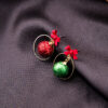 Wholesale Silver Needle Christmas Glitter Ball Earrings