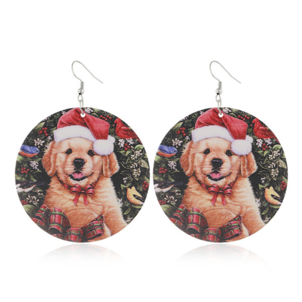 Wholesale Christmas Log Printed Bells Hypoallergenic Earrings