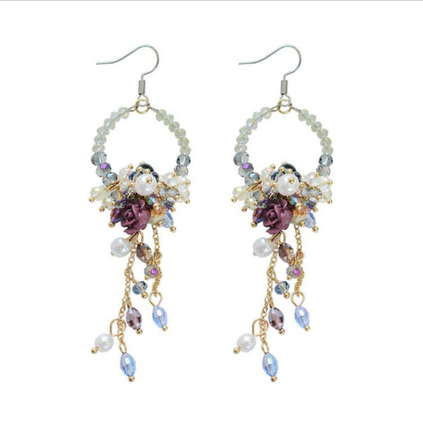 Wholesale Long Female Exaggerated Retro Crystal Streaming Earrings