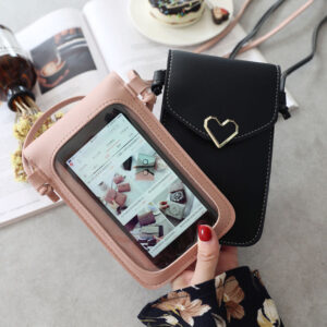 Wholesale Lock Crossbody Transparent Touch Screen Mobile Phone Bag Retro Buckle Wallet