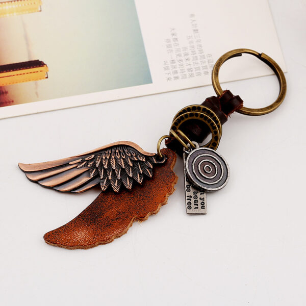 2187110324_2118088041 Wholesale Alloy Wings Leather Keychain