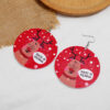 Wholesale Round Elk Santa Claus Wood Earrings