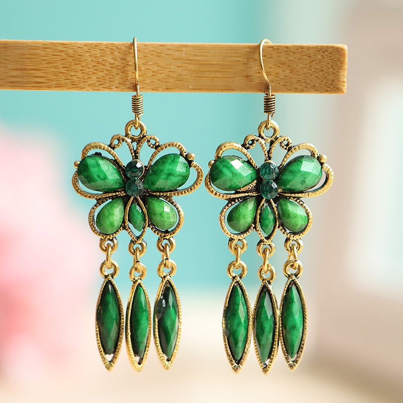 Wholesale Creative Personality Exaerated Ethnic Style Butterfly Hole Green Acrylic Simple European and American Earrings
