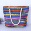 Wholesale Three-color Striped Hemp Rope Handle Canvas Bag