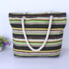 Wholesale Three-color Striped Hemp Rope Handle Canvas Bag