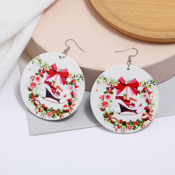 Wholesale Christmas Log Printed Bells Hypoallergenic Earrings