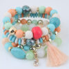 Wholesale Round Bead Tassel Women Beaded Multilayer Stretch Beaded Bracelet