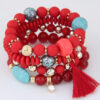 Wholesale Round Bead Tassel Women Beaded Multilayer Stretch Beaded Bracelet