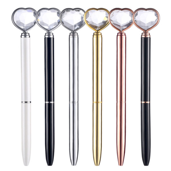 Wholesale New Love Diamond Pen Heart Shaped Large Diamond Pen Large Diamond Pen Metal Ballpoint Pen