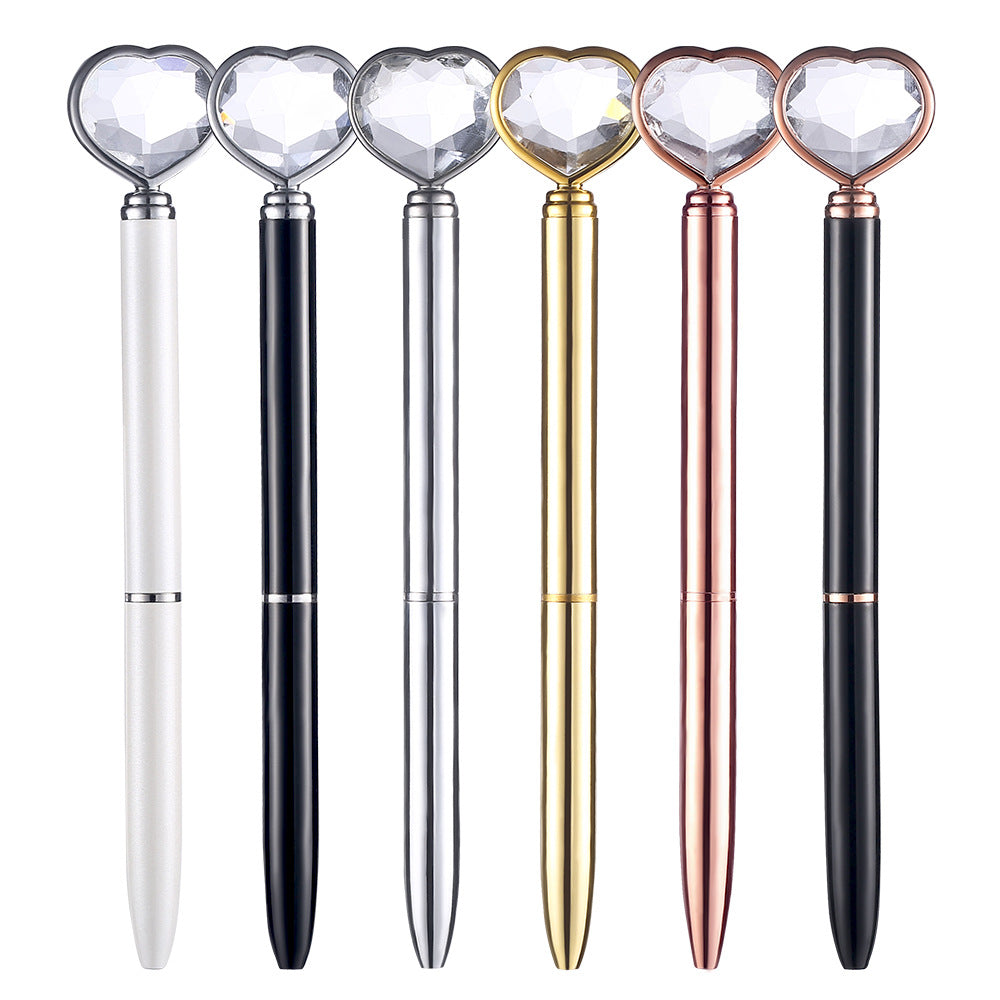 Wholesale New Love Diamond Pen Heart Shaped Large Diamond Pen Large Diamond Pen Metal Ballint Pen