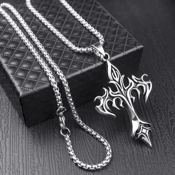 22096395884_620294348-1 Wholesale Steel Warrior Cross Amulet Pendant Stainless Steel Necklaces
