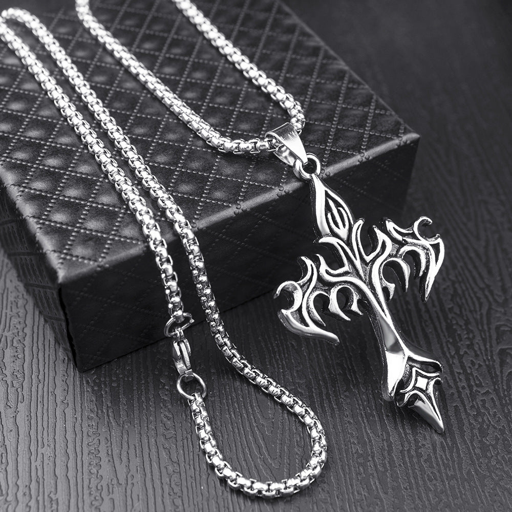 Wholesale Steel Warrior Cross Amulet Pendant Stainless Steel Necklaces
