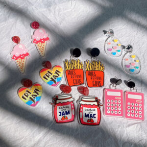 Wholesale Valentine's Day Sweet Cone, French Fries, Love Acrylic Earrings