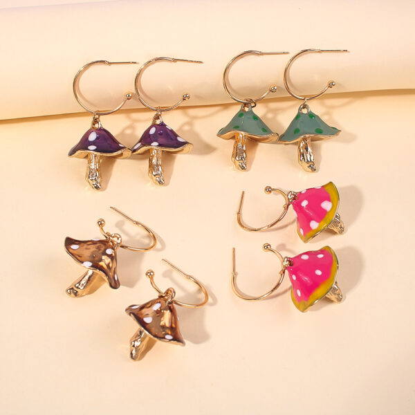 Wholesale Dreamy Cute Little Mushroom Oil Drop Earrings