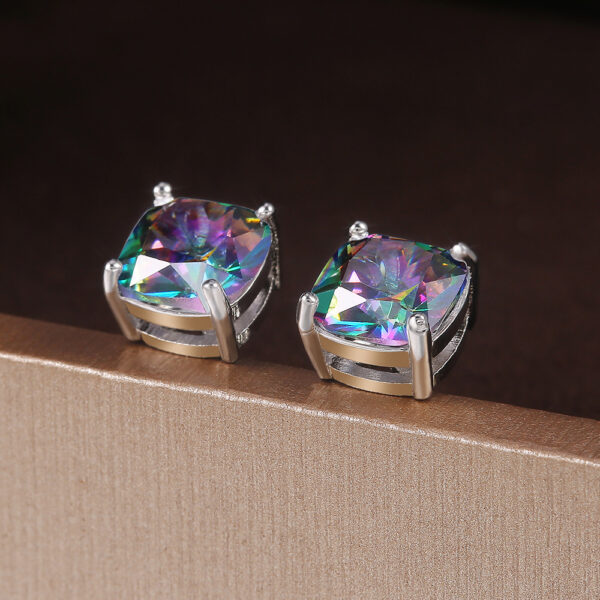 Wholesale Colored Square Zirconia Copper Earrings