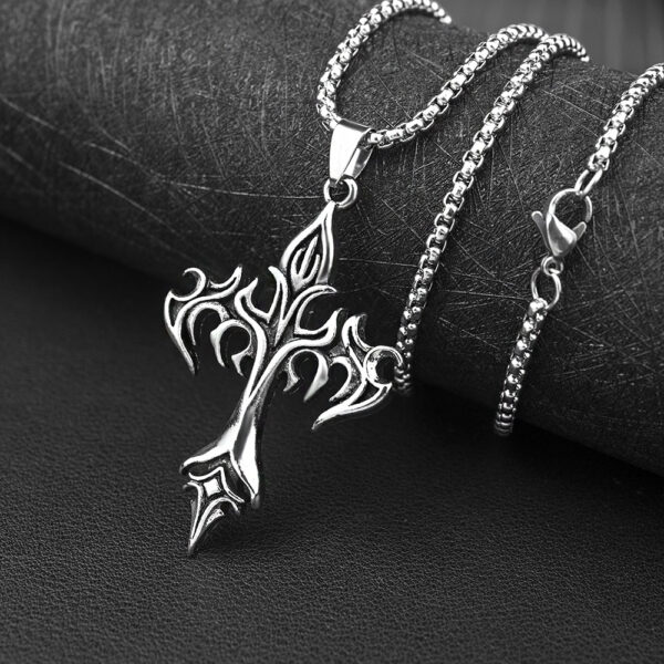 22177690652_620294348 Wholesale Steel Warrior Cross Amulet Pendant Stainless Steel Necklaces