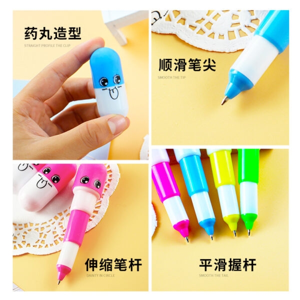 22250527366_1702423173 Wholesale Plastic Color Random Blue Refill Capsule Telescopic Pen