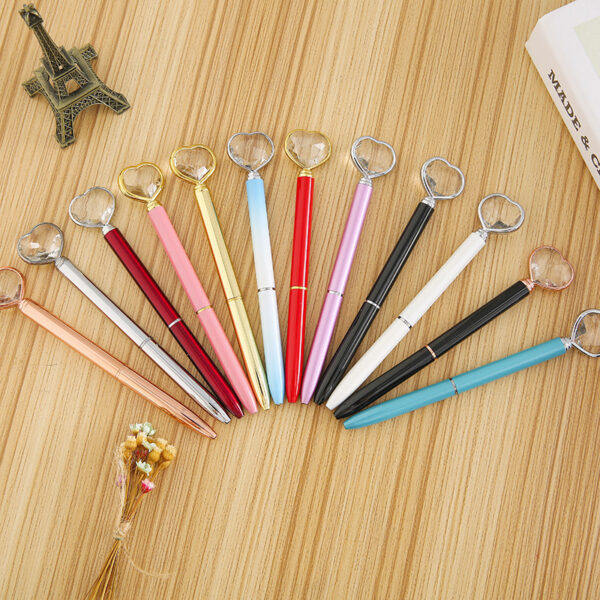 Wholesale New Love Diamond Pen Heart Shaped Large Diamond Pen Large Diamond Pen Metal Ballpoint Pen
